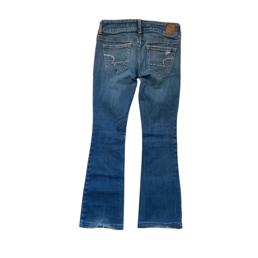 American‎ Eagle Artist Low Rise Flare Jeans Size 2 Distressed Y2K Boho Grunge - Picture 2 of 16